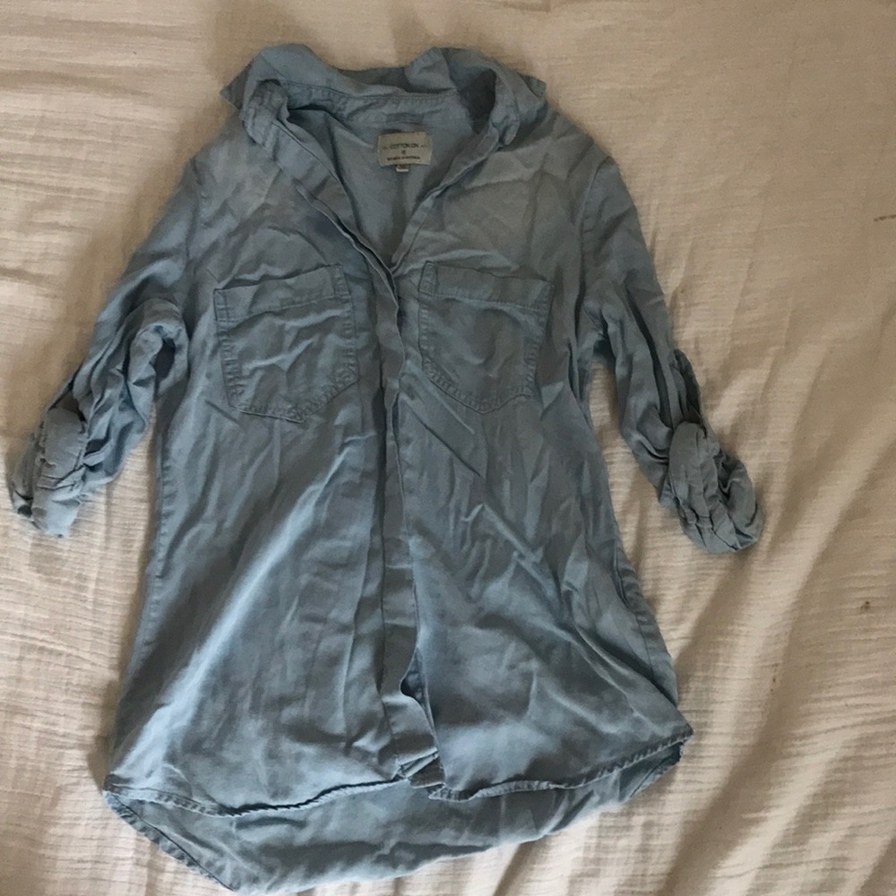 Denim blue button down flannel